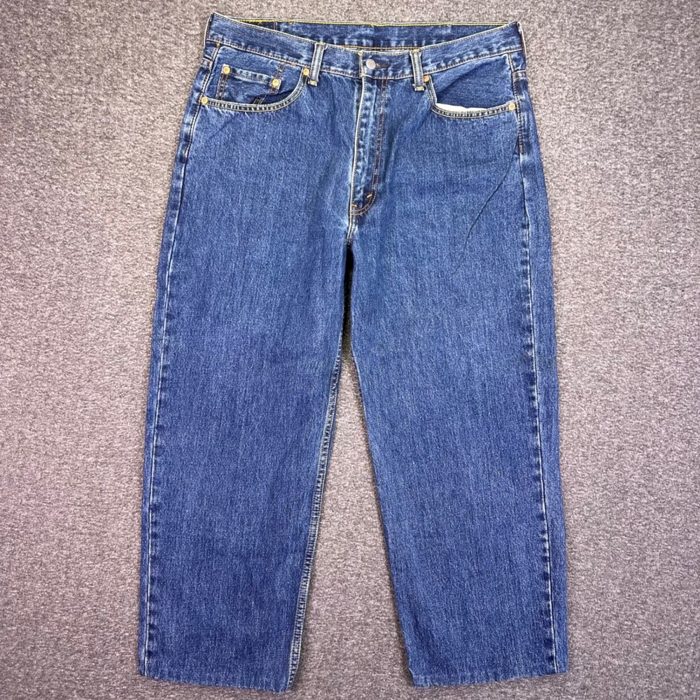 Levis 550 Relaxed Fit Jeans Mens 36x26 Blue Cropped Casual High Rise Denim Baggy